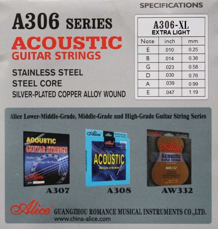 Alice A306XL Akustik Gitar Takım Tel - 0.10